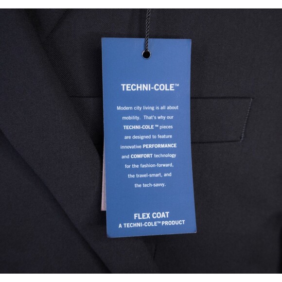 Kenneth Cole Reaction Men's Suit Jacket Sport Coat Solid Black Sz 50R Two Button - Picture 6 of 15